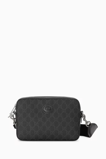 Buy Gucci Black Interlocking G Shoulder Bag in GG Supreme Canvas For Men Online Ounass Oman
