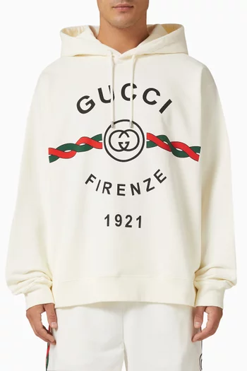 Gucci Firenze 1921 Hooded Sweatshirt in Felted Cotton Jersey  