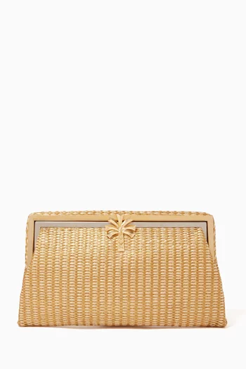 Grace Palm Clutch in Straw  