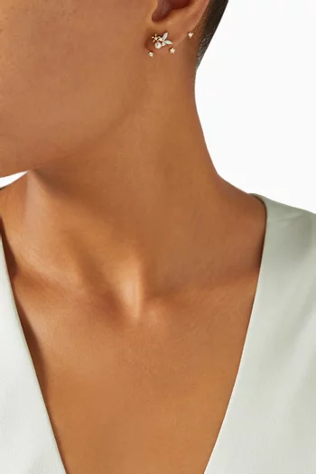 Flower Pearl Ear Climbers in Gold-plated Brass