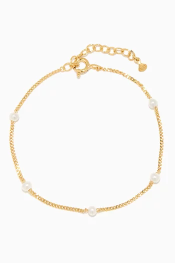 Freshwater Pearl Stationed Bracelet in Gold-plated Brass