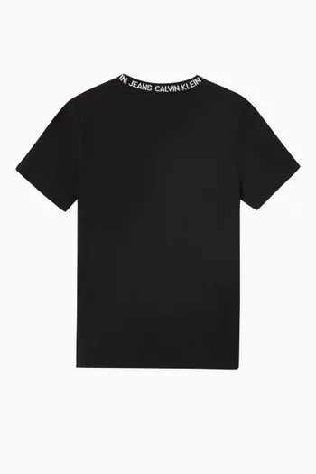 Intarsia Logo Collar T-shirt in Cotton