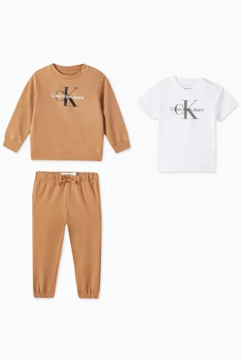 Logo T-shirt & Tracksuit Set in Stretch-cotton