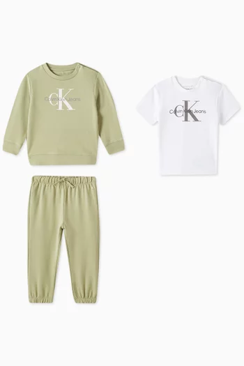 Logo T-shirt & Tracksuit Set in Stretch-cotton