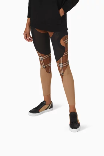 Salmond Check Top Sneakers in Grainy Leather 