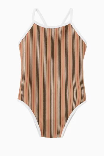 لباس سباحة ساندي نايلون بالخطوط المميزة للماركة