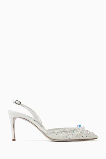 Cinderella 80 Crystal-embellished Sandals in Lace