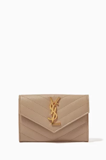 Cassandre Matelassé Small Envelope  Wallet in Embossed Leather