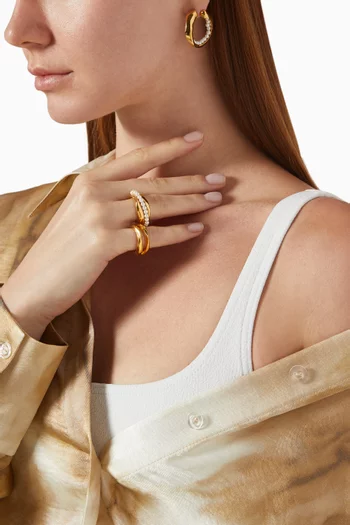 Bora Bora Pearl Rings in 22kt Gold-plated Bronze, Set of 2