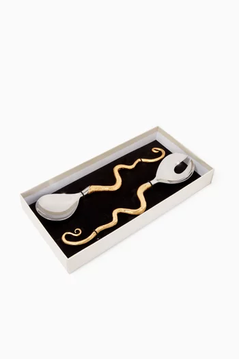 Twisted Horn Serving Set in 24kt Gold-plated Stainless Steel