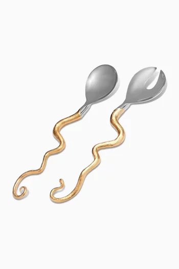 Twisted Horn Serving Set in 24kt Gold-plated Stainless Steel