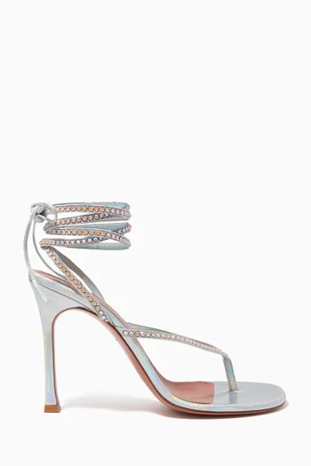 Cora 105 Crystal Lace-up Heels in Metallic Leather