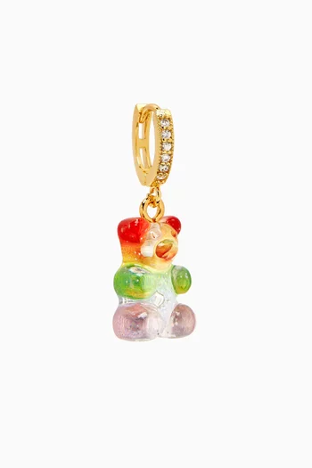 Nostalgia Bear Single Earring in 18kt Gold Plating & Resin