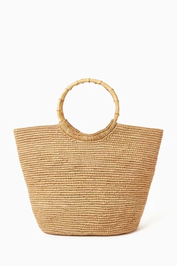Medium Bamboo-handle Bag in Toquilla Straw