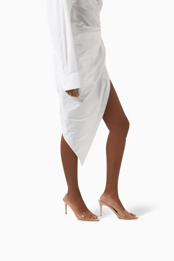 حذاء إيل مفتوح جلد لامع بأجزاء شفافة وكعب 85 مم