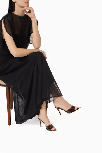 Elle 85 Mule Sandals in Patent Leather & Plexi