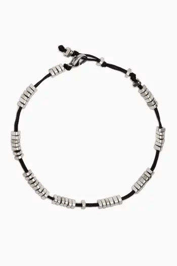The Miles Beaded Bracelet in Cord & Silver Plating