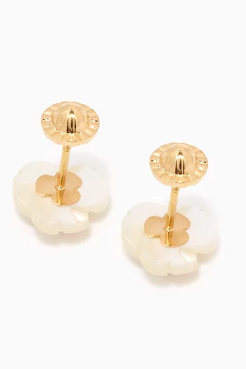 Floral Mother-of-Pearl Diamond Earrings in 18kt Yellow Gold