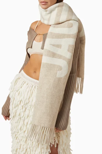 L'écharpe Fringed Logo Scarf in Wool