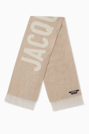 L'écharpe Fringed Logo Scarf in Wool