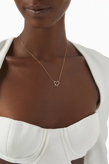 Small Hubb Diamond & Emerald Necklace in 18kt Yellow Gold