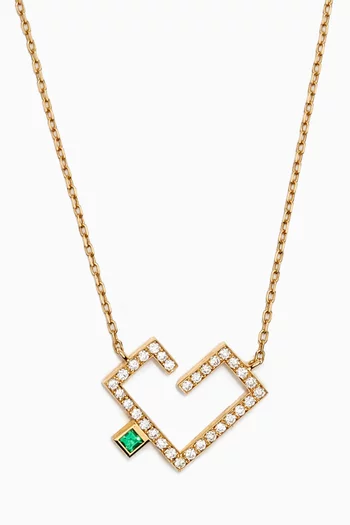Small Hubb Diamond & Emerald Necklace in 18kt Yellow Gold