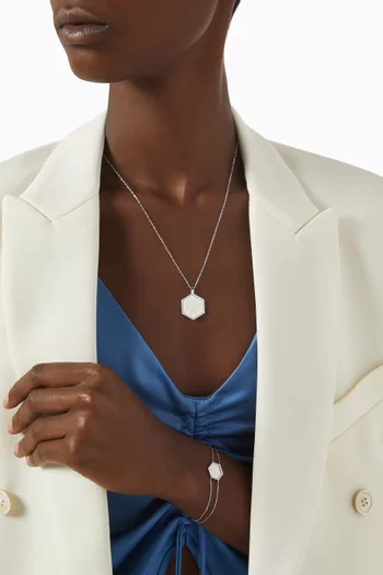 قلادة بدلاية آية الكرسي كبيرة مرصعة بالماس ذهب أبيض عيار 18