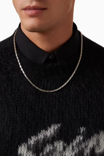 Chain Faceted Link Necklace in Sterling Silver