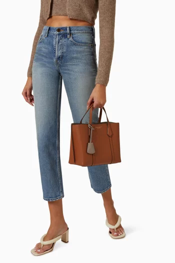 Small Perry Triple-compartment Tote Bag in Italian Pebbled Leather
