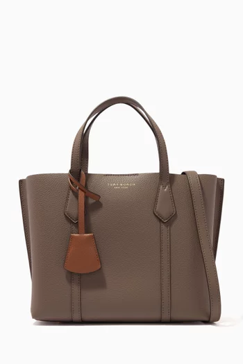 Small Perry Triple-compartment Tote Bag in Italian Pebbled Leather