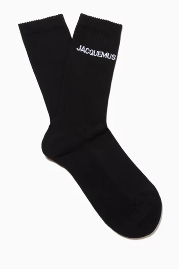 Logo Crew Socks in Organic Cotton-blend
