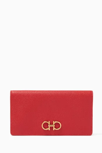 Gancini Continental Wallet in Hammered Calf Leather