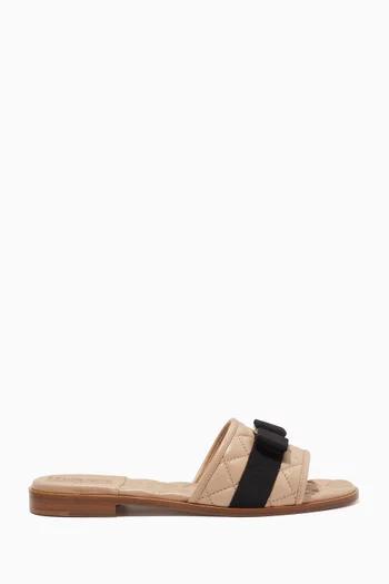 Vara Bow Slides in Quilted Nappa Leather