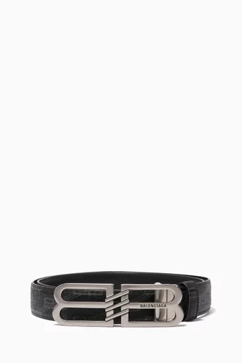Reversible Monogram Buckle Belt in Leather