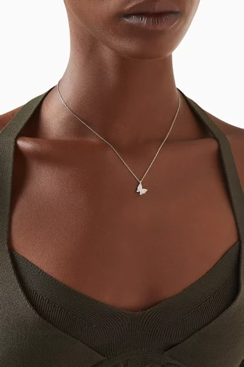 Butterfly Pendant Crystal Necklace in Sterling Silver