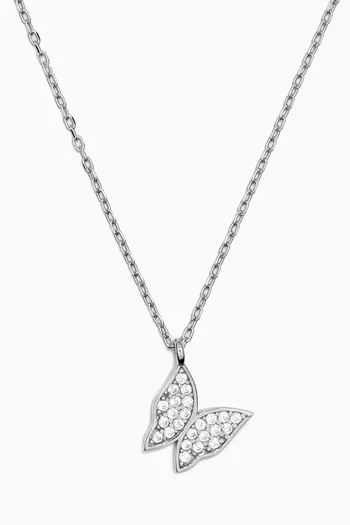 Butterfly Pendant Crystal Necklace in Sterling Silver