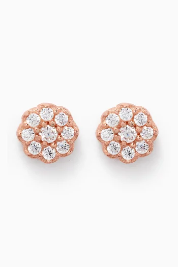 Mini Flower Crystal Stud Earrings in Sterling Silver
