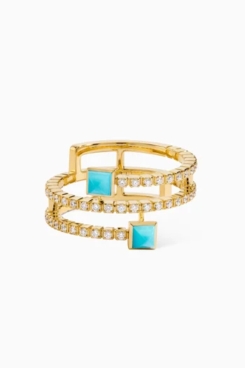 Cleo Lotus Twist Diamond & Turquoise Ring in 18kt Gold
