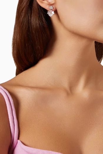 Precious Pansy Mother of Pearl Earrings in Plated Metal