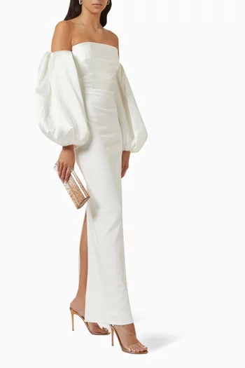 Carmen Off-shoulder Maxi Dress in Satin