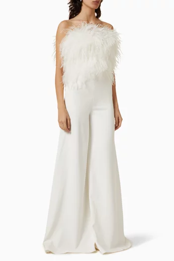Strapless Feather Jumpsuit