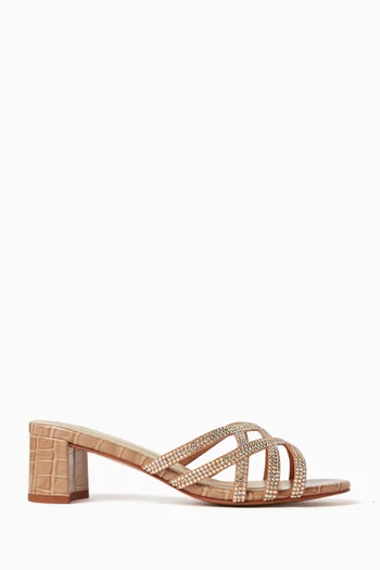 Amos 50 Embellished Mule Sandals in Leather
