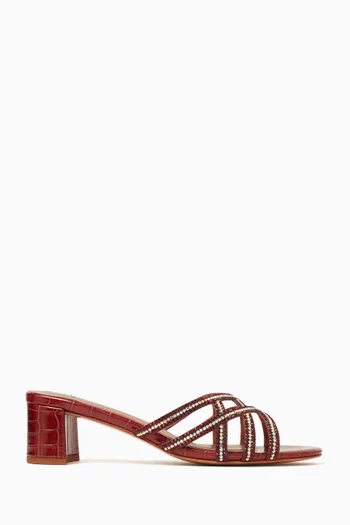 Amos 50 Embellished Mule Sandals in Leather