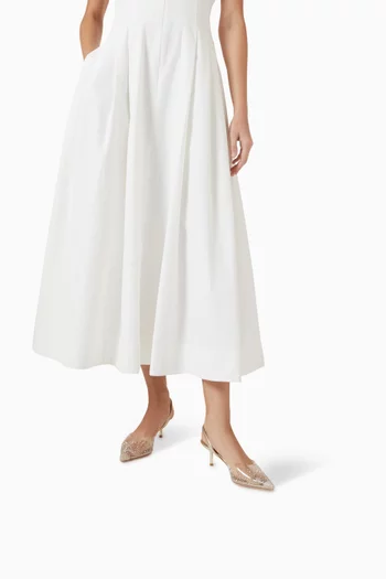 حذاء كلاسيك فلافي بسير خلفي مرصع بالكريستال وكعب 55 مم جلد لامع وكلوريد متعدد الفينيل