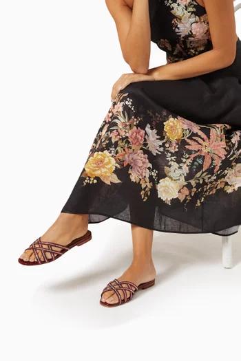 Zuri Crystal-embellished Sandals in Croc-embossed Leather