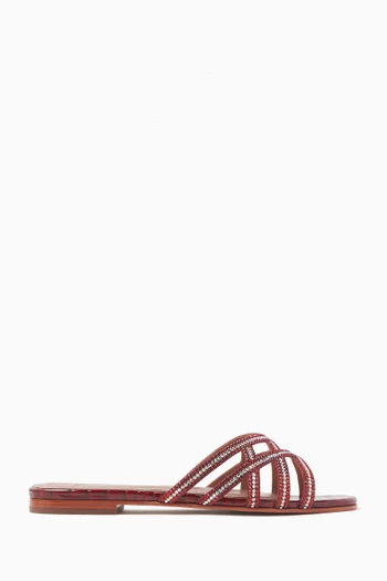 Zuri Crystal-embellished Sandals in Croc-embossed Leather
