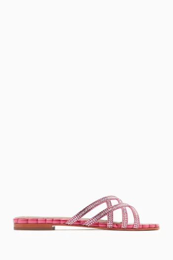 Zuri Crystal-embellished Sandals in Croc-embossed Leather