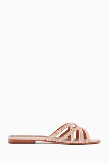 Zuri Crystal-embellished Sandals in Croc-embossed Leather