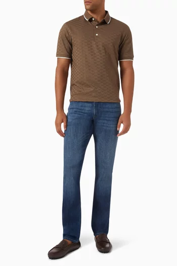 Contrast-trim Polo Shirt in Jacquard