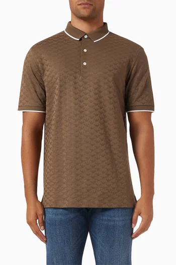 Contrast-trim Polo Shirt in Jacquard